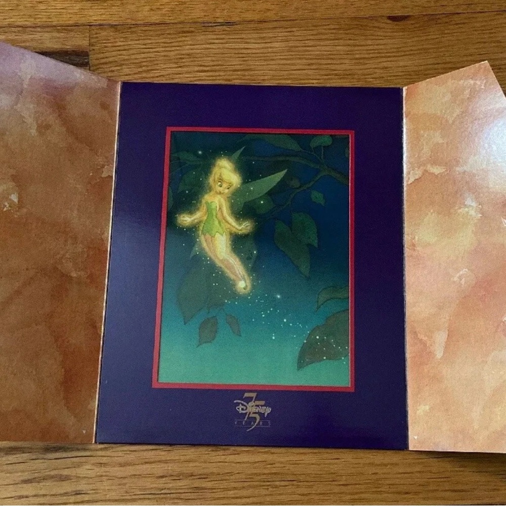Disney Tinker Bell 75th Glow Art with Purple Frame 8x10